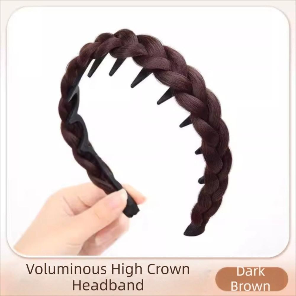 Non-Slip Braided Headband Wig Headwear Retro Head Hoop Fishbone Braids Hair Bands  for Women