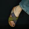 Vintage Woven Colorblock Open Toe Slippers Outside Platform Round Toe Open Toe Rivet Versatile Beach Slippers