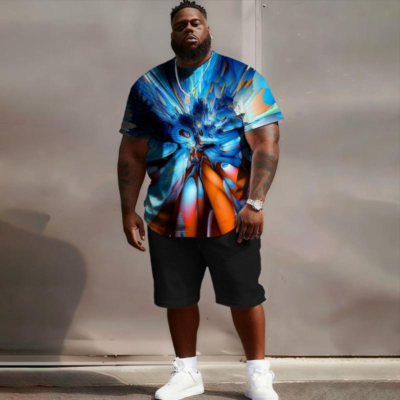 

Summer fashion men s suit T-shirt sports casual street fashion Harajuku round nec 6XL