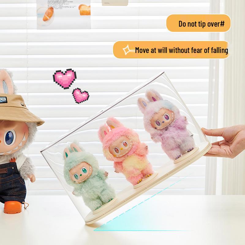 Labubu Plush Vinyl Figure Display Box - Bubble Mart Transparent Storage and Surprise Blind Box.