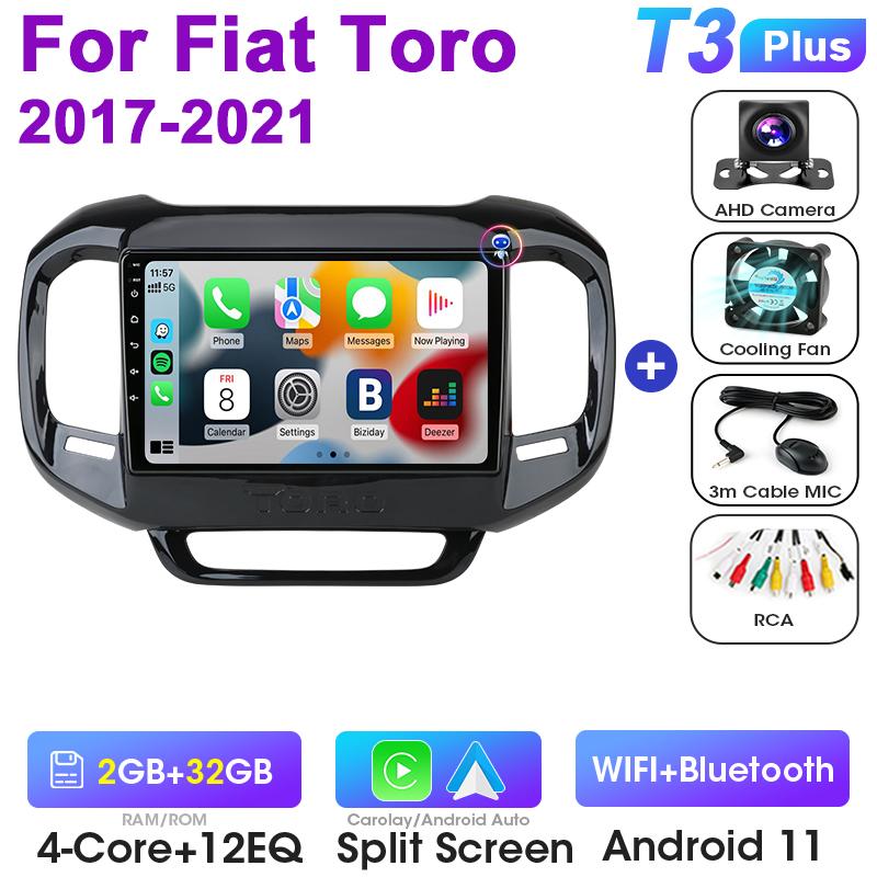 2 Din Android 12 Car Radio ForFiat Toro 2017 - 2025 Multimedia Video Player Navigation GPS 4G Carplay Auto Stereo QLED Head Unit