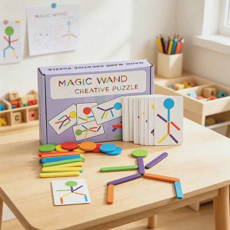 Wooden Stick Figure Puzzle Kids Educational Toy Body Part Recognition Visual Perception Training For Ages 3+