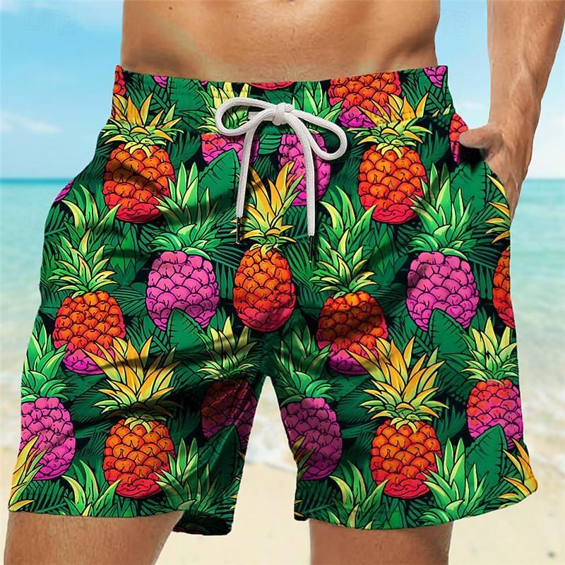 

Men s Pineapple Swim Trunks Swim Shorts Board Shorts Mid Waist Vacation Hawaiian Holiday Vacation Holiday Beach 3XL