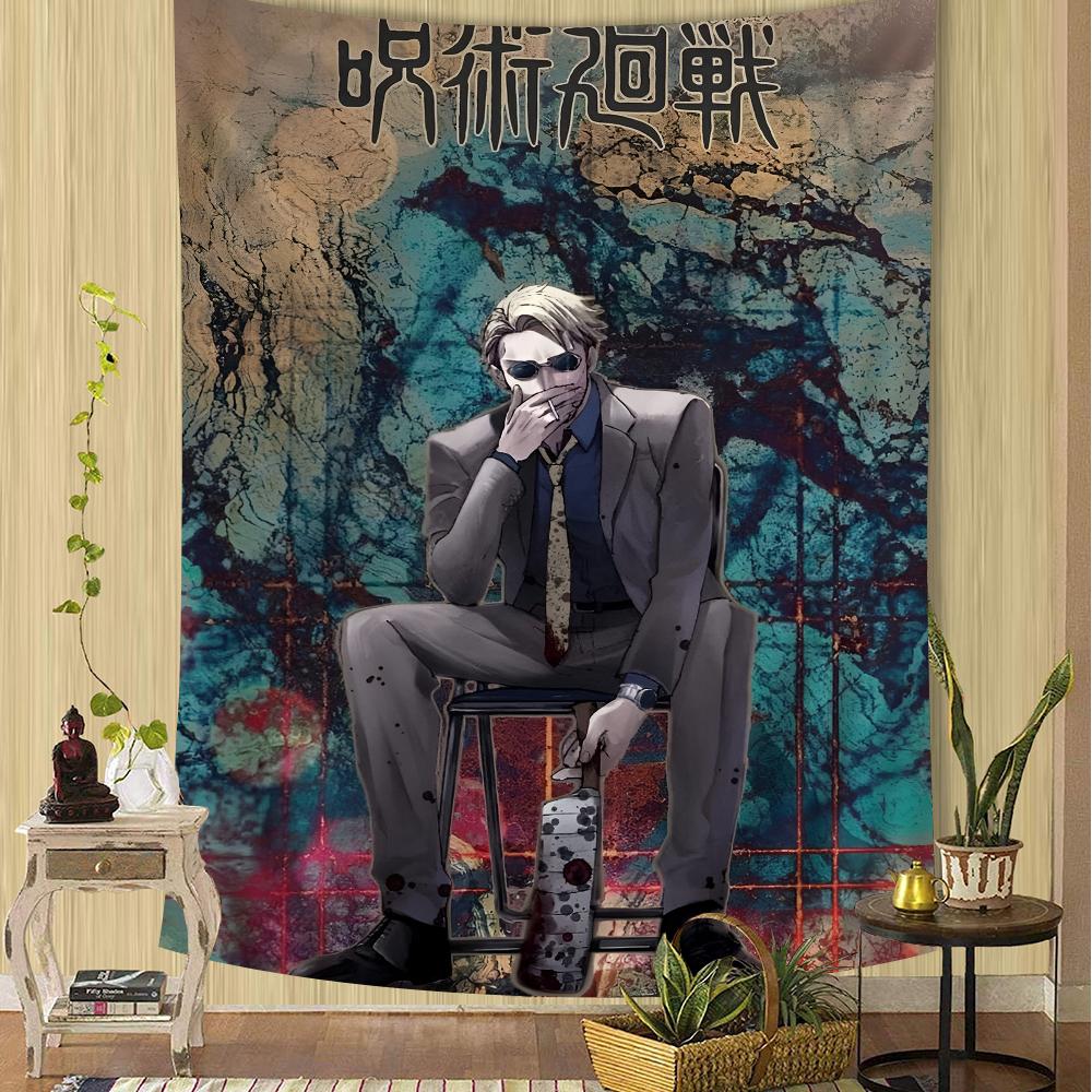 

Jujutsu Kaisen Group Battle Wall Tapestry Dynamic Character Art Edgy Room Decor for Shonen Anime Action Manga Fans 74x94cm(29x37in)