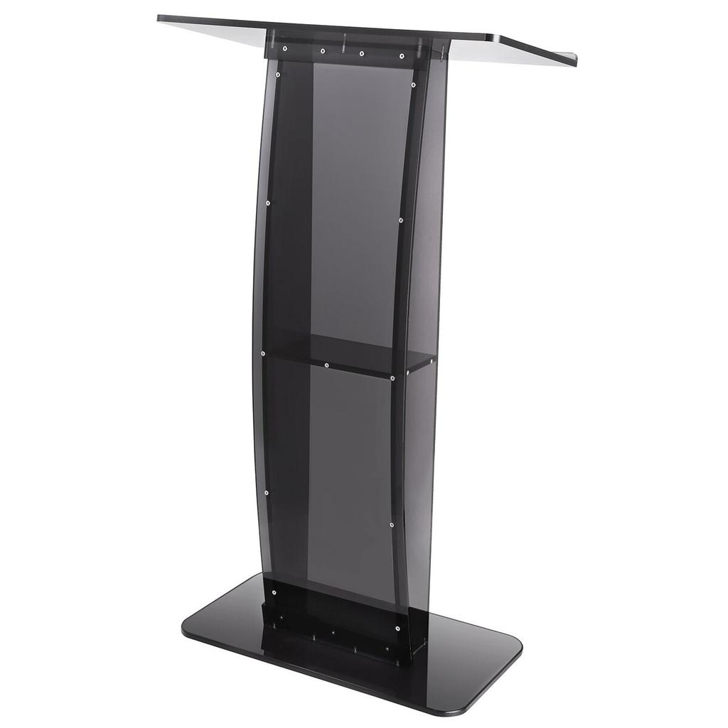 Acrylic Podium, 47" Tall, Acrylic Podium Stand with Wide Reading Surface & Storage Shelf, Floor-standing Clear Pulpits Acrylic for Church Office