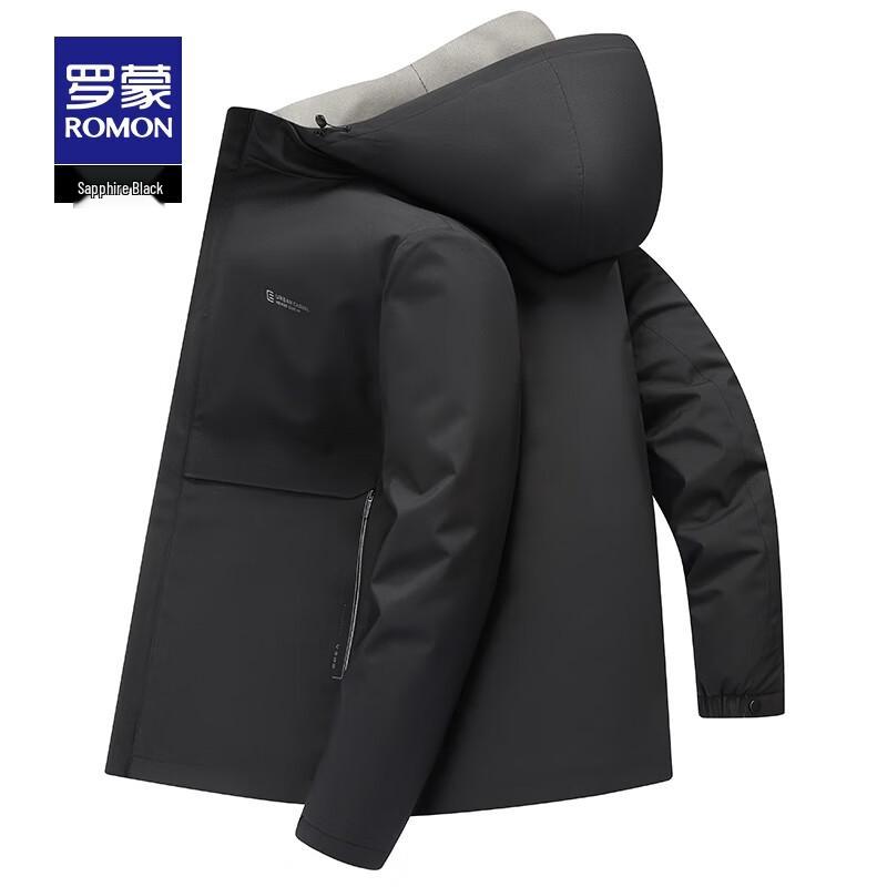 

ROMON Men s Milk Silk Detachable Hood Business Casual Jacket 2XL 185/100A