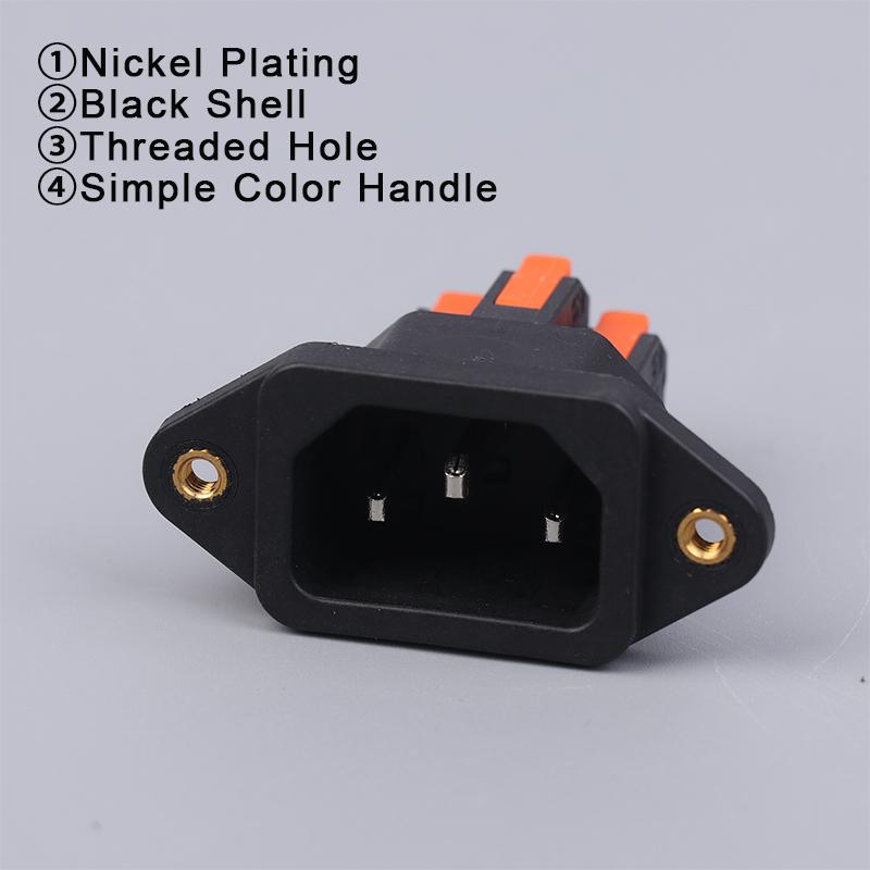 NEW IEC C14 3 Pin Socket Quick Connect Press Charging Power Supply Socket 3 Core Male Socket 250V 10A Easy Install Connect