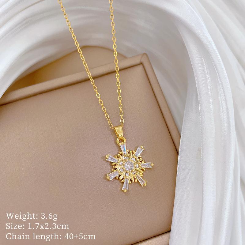 Foreign Trade Portrait Copper Micro-Inlaid Necklace Combination Female Real Gold Electroplated Exquisite Collarbone Chain