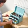VEVOR Steel Tool Box with 2 Drawers and Top Storage Portable Metal Toolbox, for Garage Workshop Repair Shop Workbench, Magnetic Design