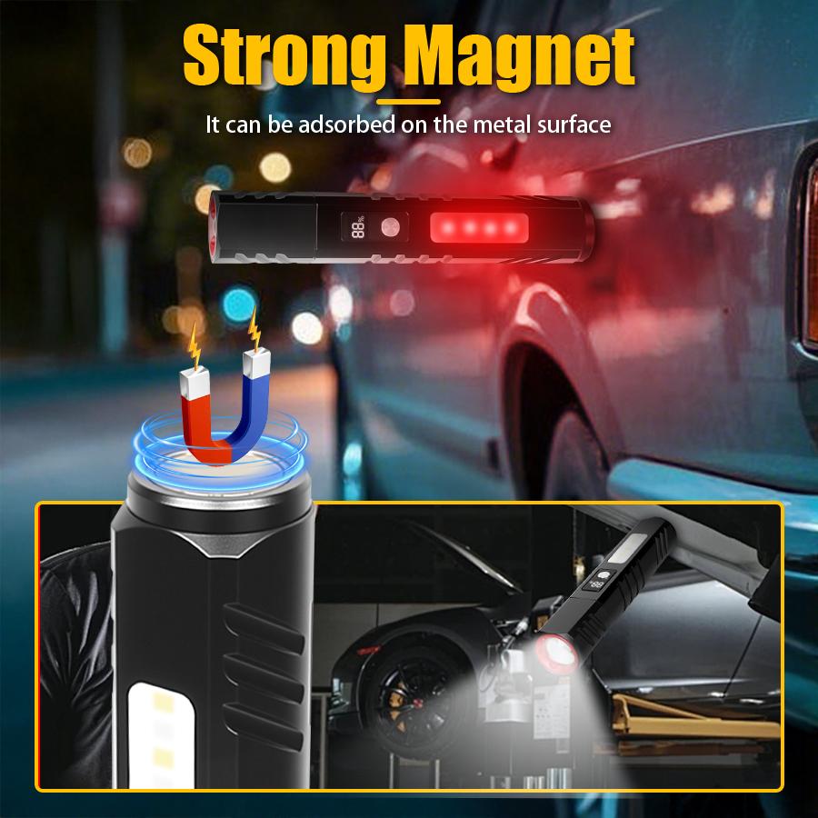 1600LM Magnetic Zoom Flashlight,Outdoor Water-Resistant Lantern, 2000mAh Power Bank, 7 Modes Torch for Camping Hiking Emergency