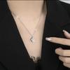 White Gold Heart & Four-Leaf Clover Necklace - Elegant Pendant Gift for Girlfriend