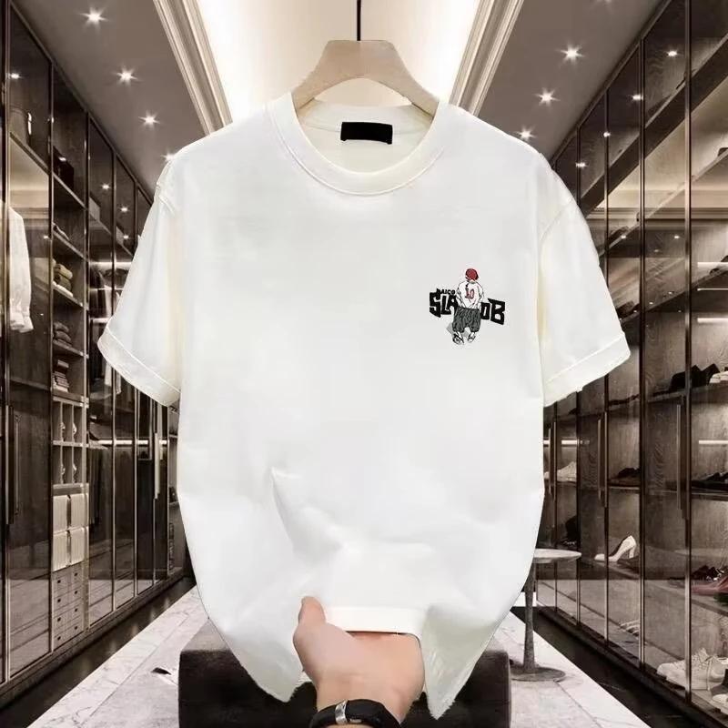 2025 Summer New T-shirt 100 cotton loose y2k casual men s wear breathable all-fashion T-shirt Summer high-quality round neck