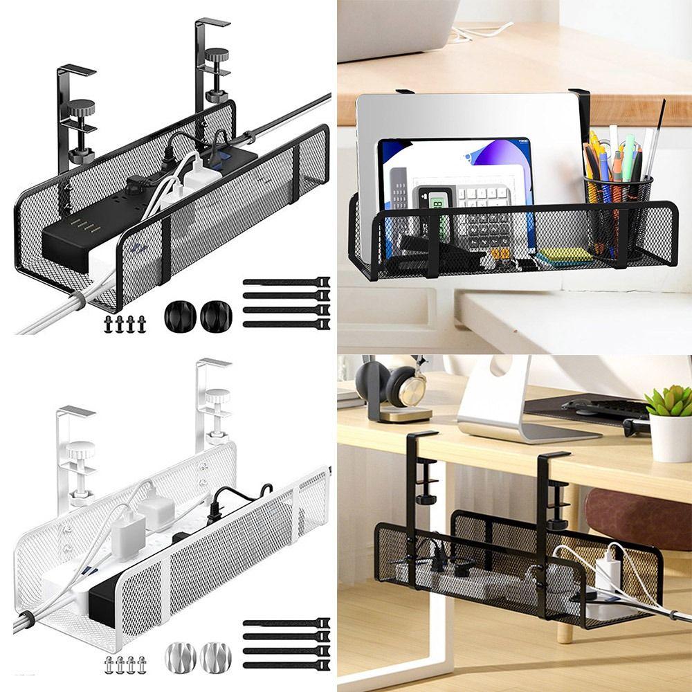 Easy Install Desk Cable Organizer Black White Under Table Cord Organizer  Computer Desk