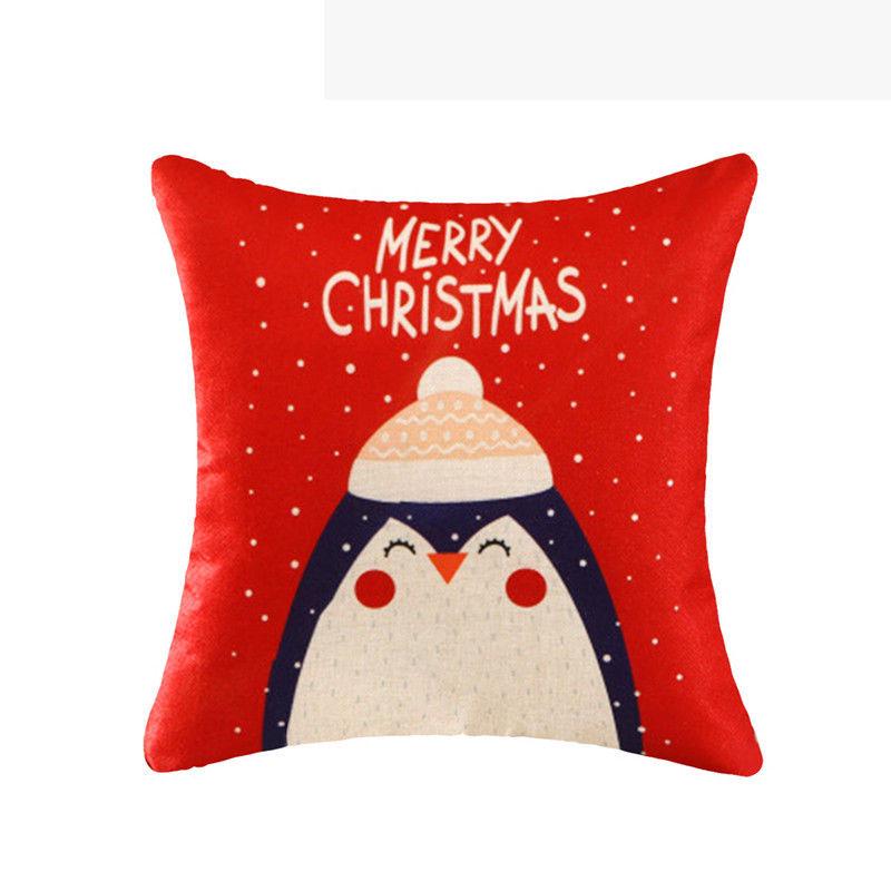 Luxurious 18'' Xmas Cotton Pillow Case Linen Cushion Cover For Merry Christmas Home Decoration
