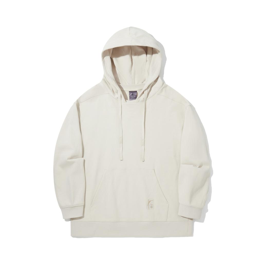 Li Ning Kung Fu Series Solid Color Loose Fit Hooded Pullover Casual Long Sleeve Sweatshirt Men Sweatshirt Oatmeal-Gray AWDUB19-3