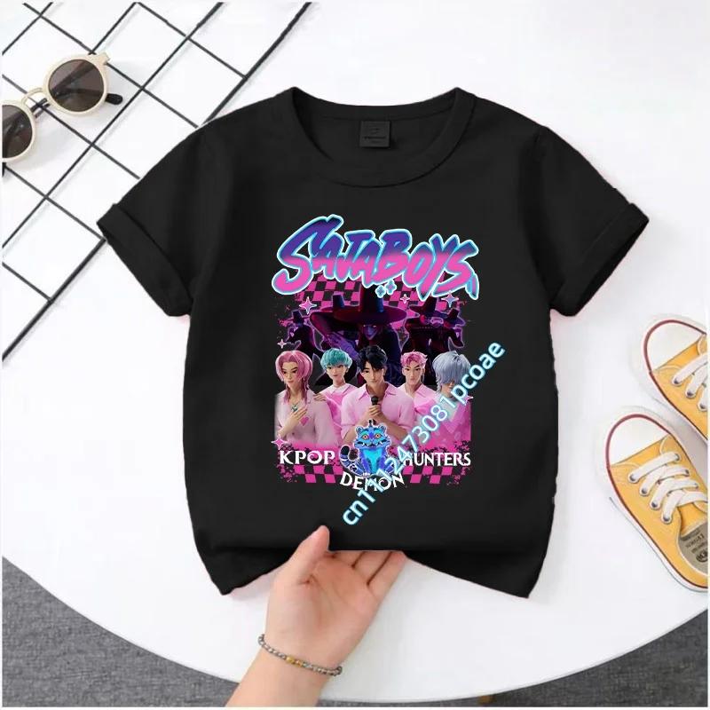 KPop Demon Hunters 2026New Saja Boys Cartoon Boys T-shirt Round Neck Fashion Casual Top Children's T-shirt Kids Clothing