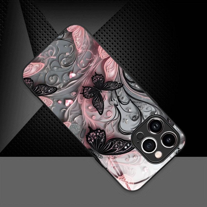 Luksusowe Modne Szklane Etui na Telefon z Wzorem Motyla Dla iPhone 17 16 15 14 Pro Max 13 12 11 16E 17Air 7 8 Plus XS X Pokrowiec