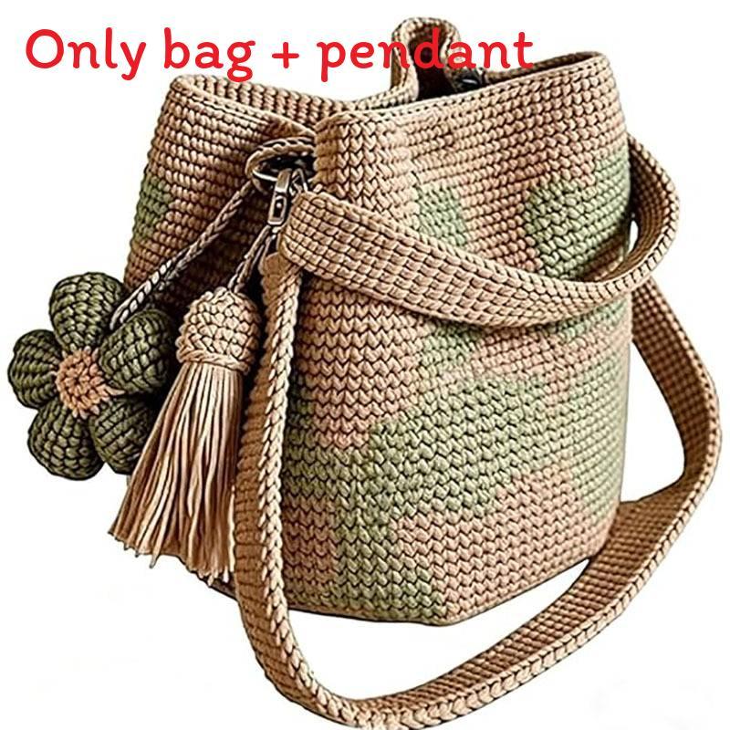 Handmade Crochet Flower Tote Bag With Pu Material For Gift Giving And Casual Use
