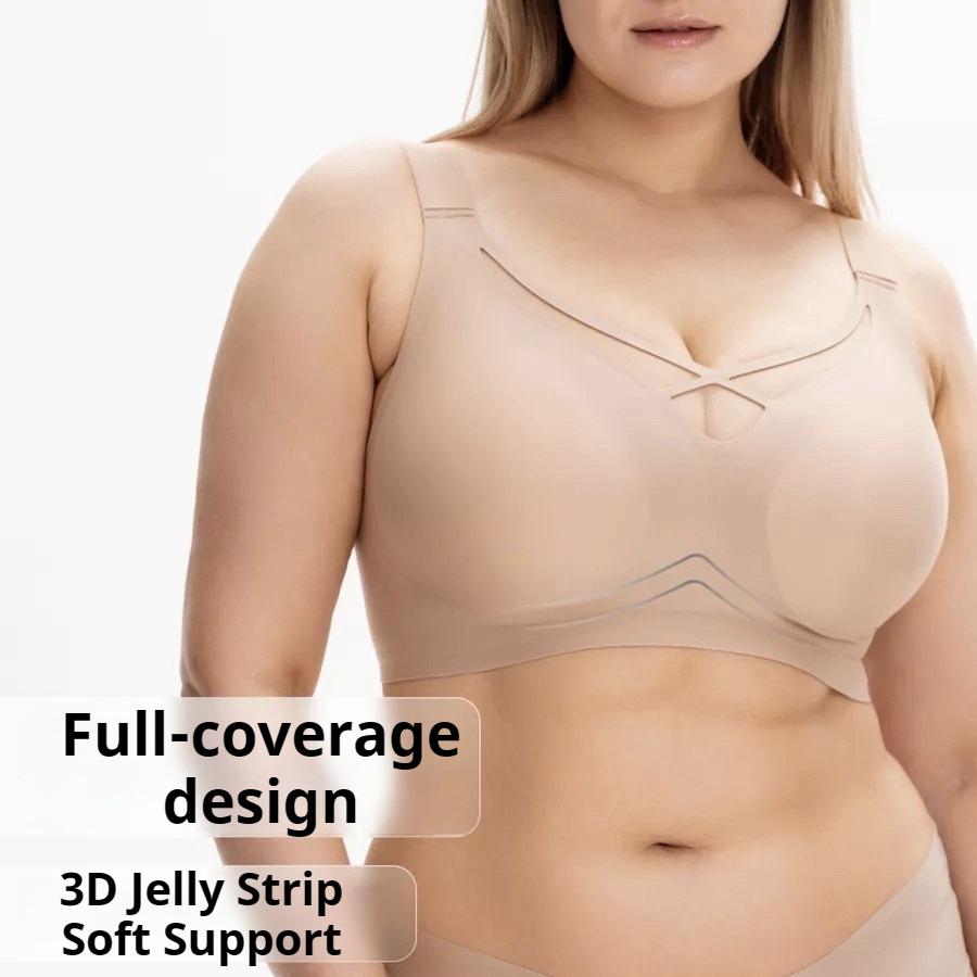 Plus Size Bras with Seamless Mesh and Thin Design for Large Breasts No Underwire Anti-exposure and Side-breasted Bras
