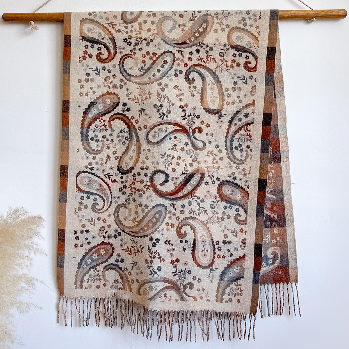 New Paisley Cashmere-like Scarf Women Ethnic Fringe Shawl Thick Warm Wrap for Winter Daily & Travel Gift Bufandas Foulard