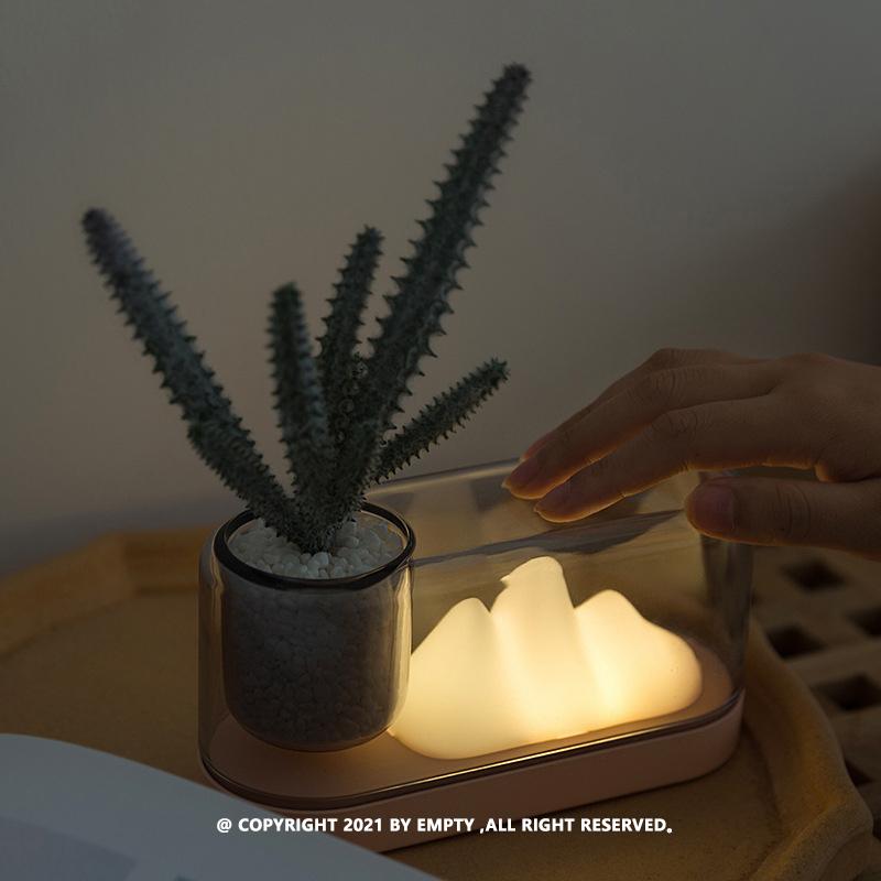 Plant Lamp | Mountain  Night Light  Desktop Plant Lamp Mini Potted Storage Ambience Light Dimmable