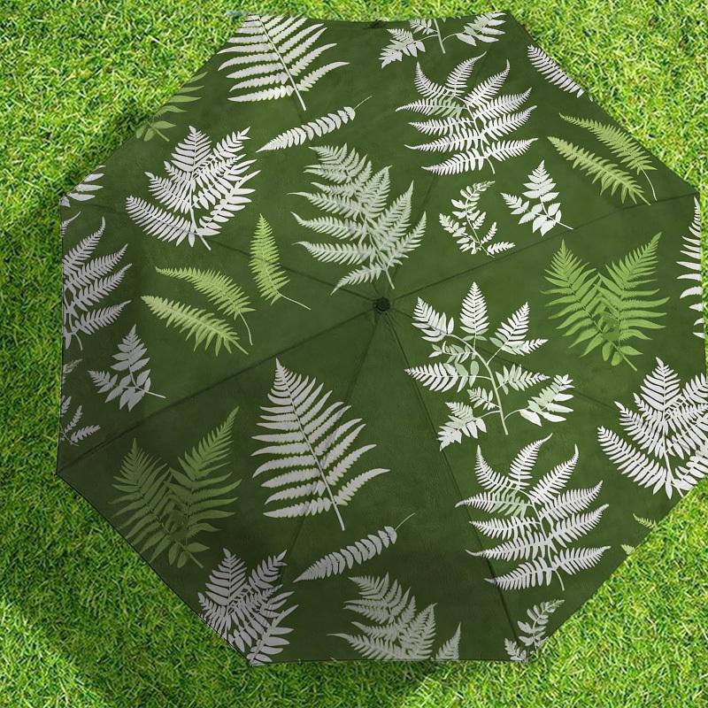 1pc Fern Leaves Pattern Pattern Umbrella Design Automatic Opening and Closing Umbrella, High-quality Travel Umbrella,  C1128060