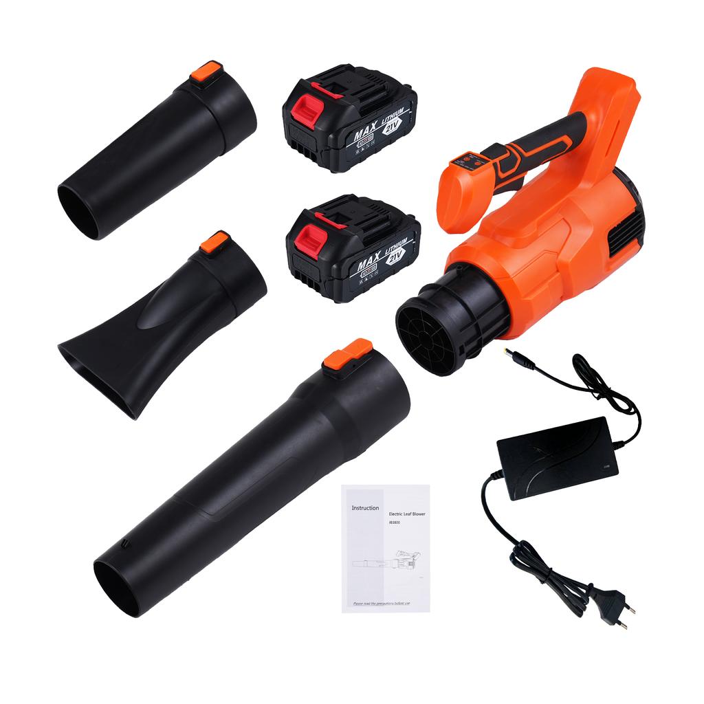 Cordless Leaf Blower 21V Electric Blower with Powerful Motor 2Pcs 3.0Ah Battery Adjustable 2 Speeds