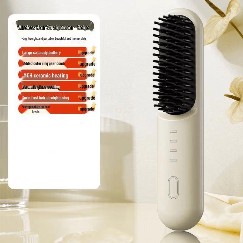 ZISIZ Wireless Negative Ion Portable Hair Straightener Comb