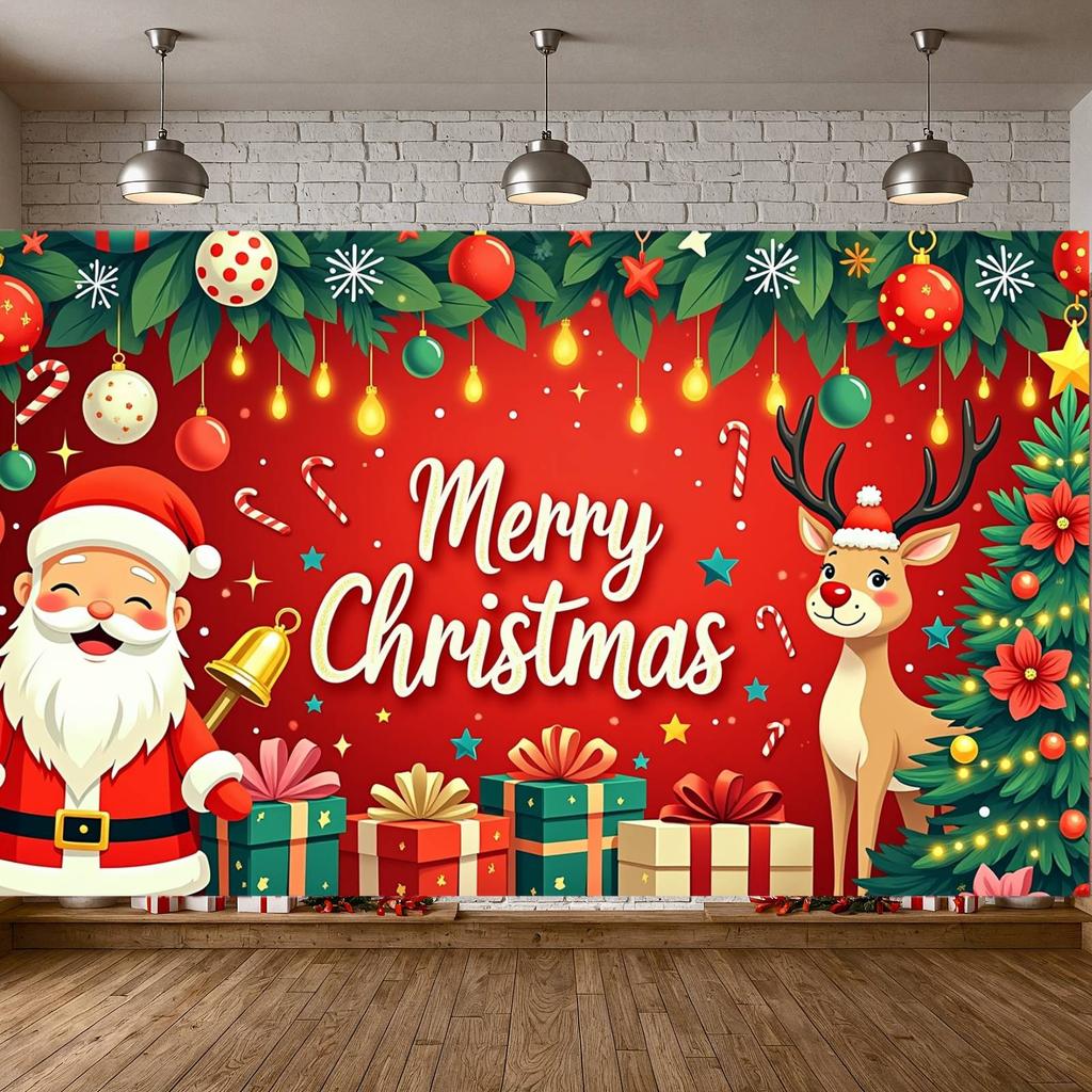 Christmas Decor Decorative Design Christmas Banner Festive Decoration Santa Claus Design Photo Prop For Indoor Decoration Event