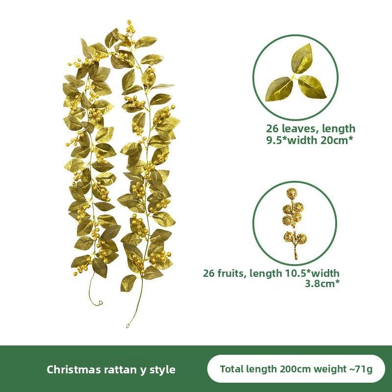 Christmas Simulation Red Fruit Vine With Artificial Pine Needles For Holiday Home Decor