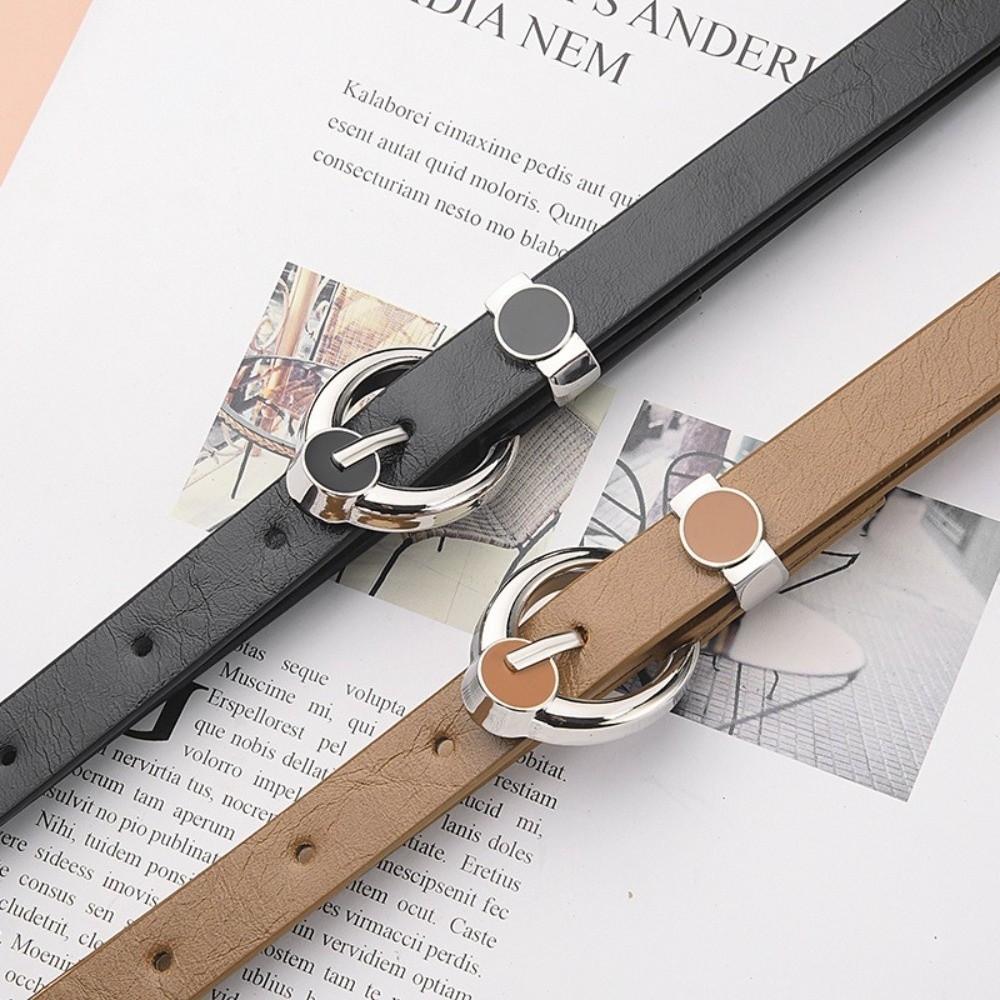 Harajuku Thin Waist Belt Alloy Pin Buckle Punk Waistband Fashion PU Leather Belt  For Women