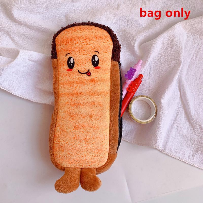 New Creative Funny Toast Bread Pencil Case Large Capacity Universal Student Pencil Case Pouch Children Stationery Pencil Case