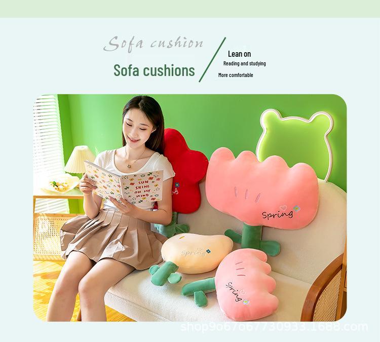 Süßes Kleines Rotes Blume Nap Kissen Kissen Puppe Plüsch Tulpe Rückenlehne Spielzeug