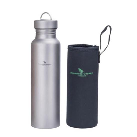 Boundless Voyage Titanium Water Bottle 800ml Ultra Lightweight Direct Drinking Wide Mouth Hiking Cycling Sports Mug Campfire Outdoor Camping Cover