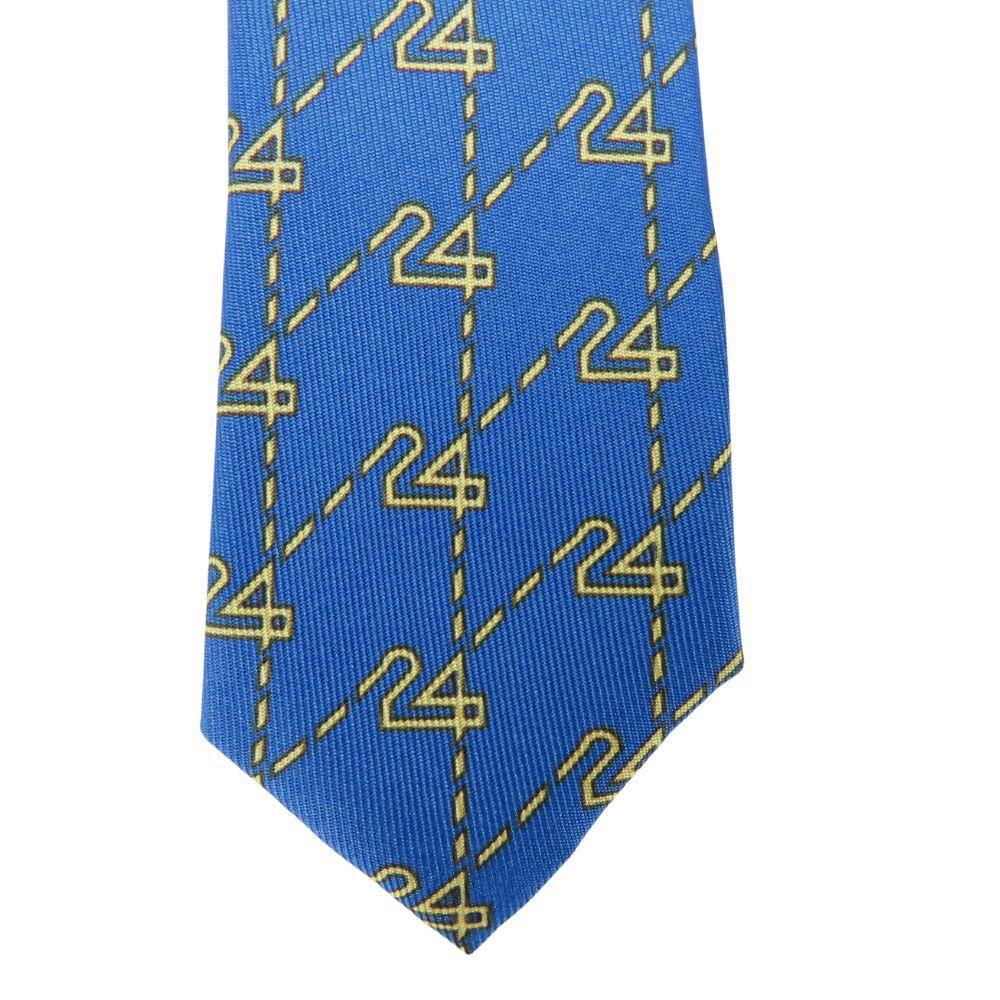 Used HERMES Tie 24 Overall Handle Silk Blue Gold Suit