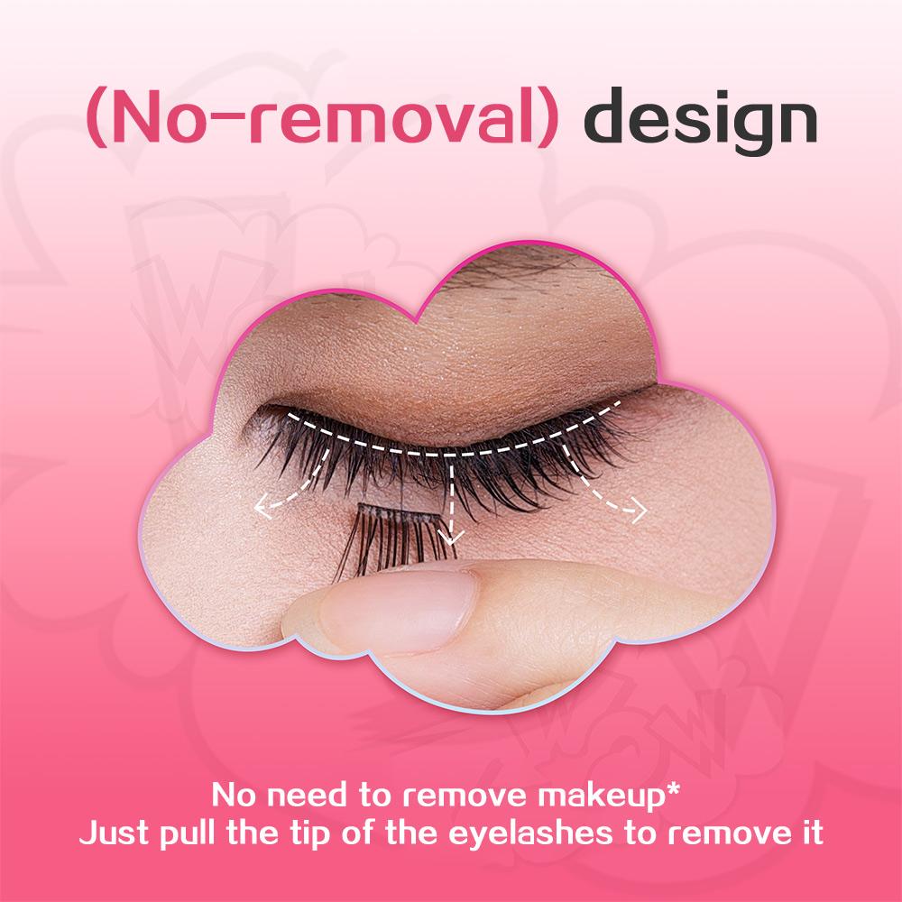 BQI Kleberfreie künstliche Wimpern, großes Volumen, kein Abschminken nötig, langlebig und natürlich, transparenter Stiel