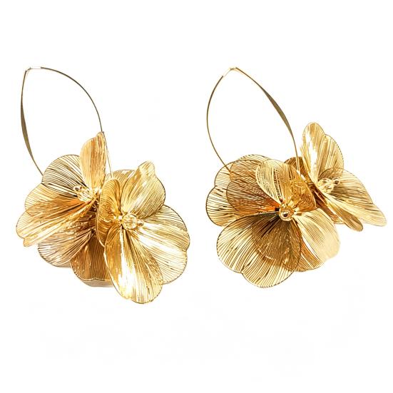 1 Paar Damenohrringe 3D-Blumendesign Hängeohrringe mit durchbrochenem Blütenblatt-Design Mittlere runde Form Ohrbügel Hochzeit Festival Schmuck