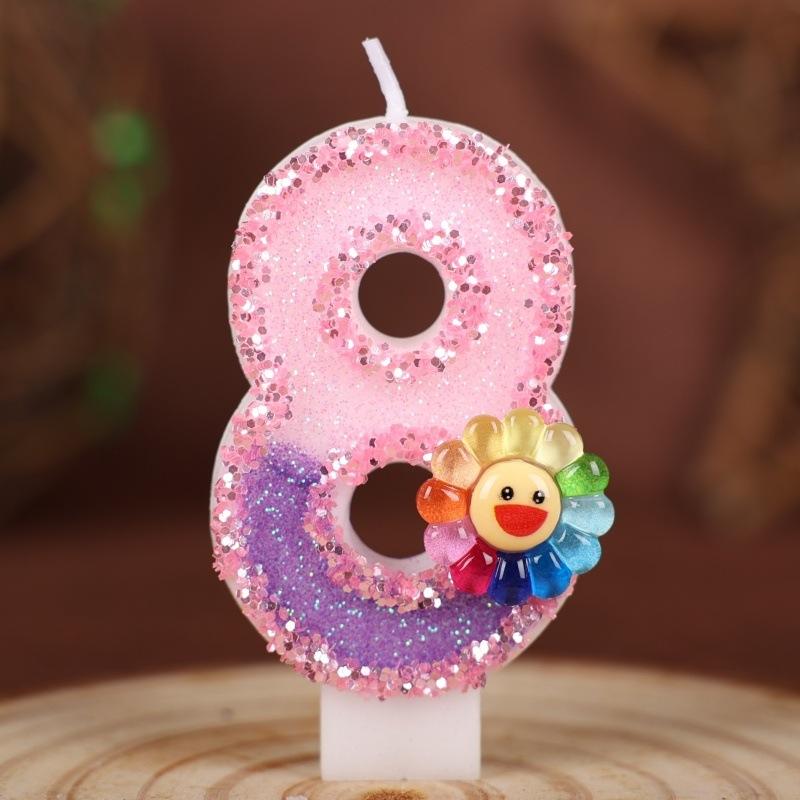 Flowers Handmade Numbers Birthday Candles Cake Decoration Party Festival First Year Number Candles 0-9