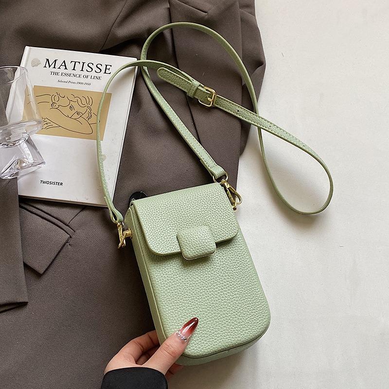 

Spring and summer dopamine sweet simple wind mobile phone bag women s casual versatile commuter advanced sense lychee pattern messenger bag