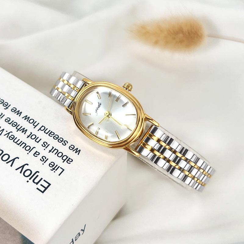 Simple And High-Value Steel Belt Women'S Watch, Small And Exquisite Oval Waterproof Watch, Student Quartz Watch