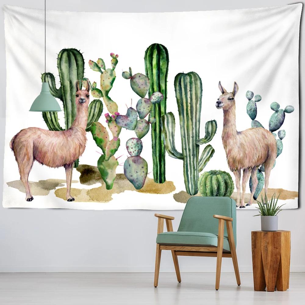 Cactus Tropical Plant Tapestry Wall Hanging Boho Style Hippie Cartoon Cute Children's Room Home Decor