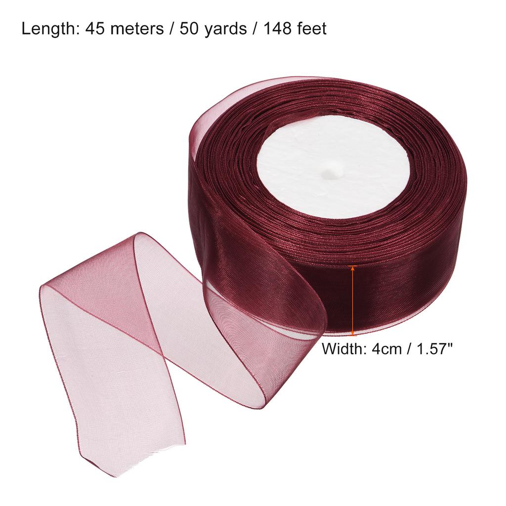Sheer Organza Ribbon Chiffon Decoration Fabric for Gift Wrapping Crafts Wedding Bouquet 1-37/64 Inch 50 Yard 1 Roll
