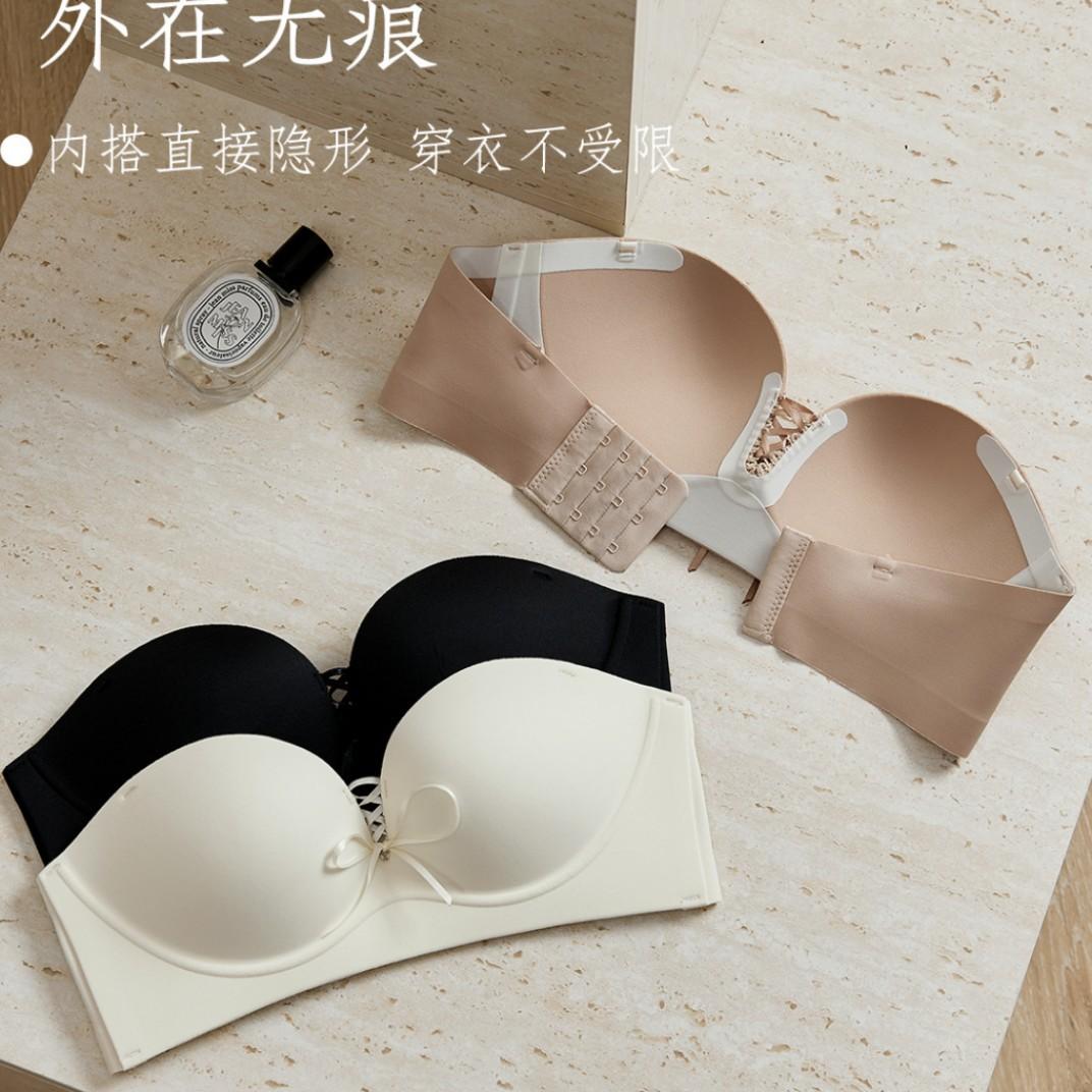 Strapless bow strap underwear women s beauty back non-slip invisible gathering seamless summer bra cover 70AB=32 шампанского