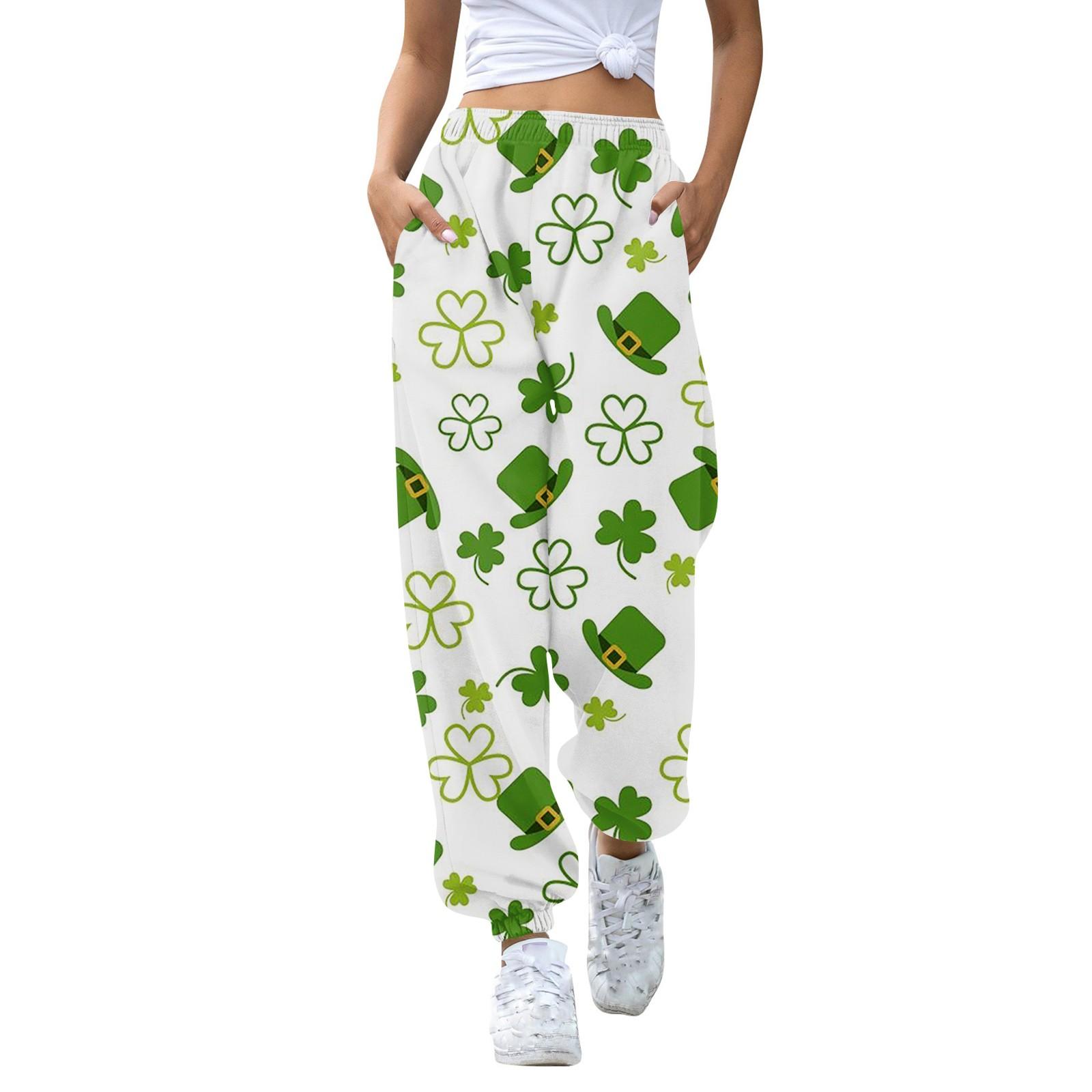 

Жіноча мода Спорт St. Повсякденні спортивні штани з кишеньковими шнурками до Дня Патрика XXL