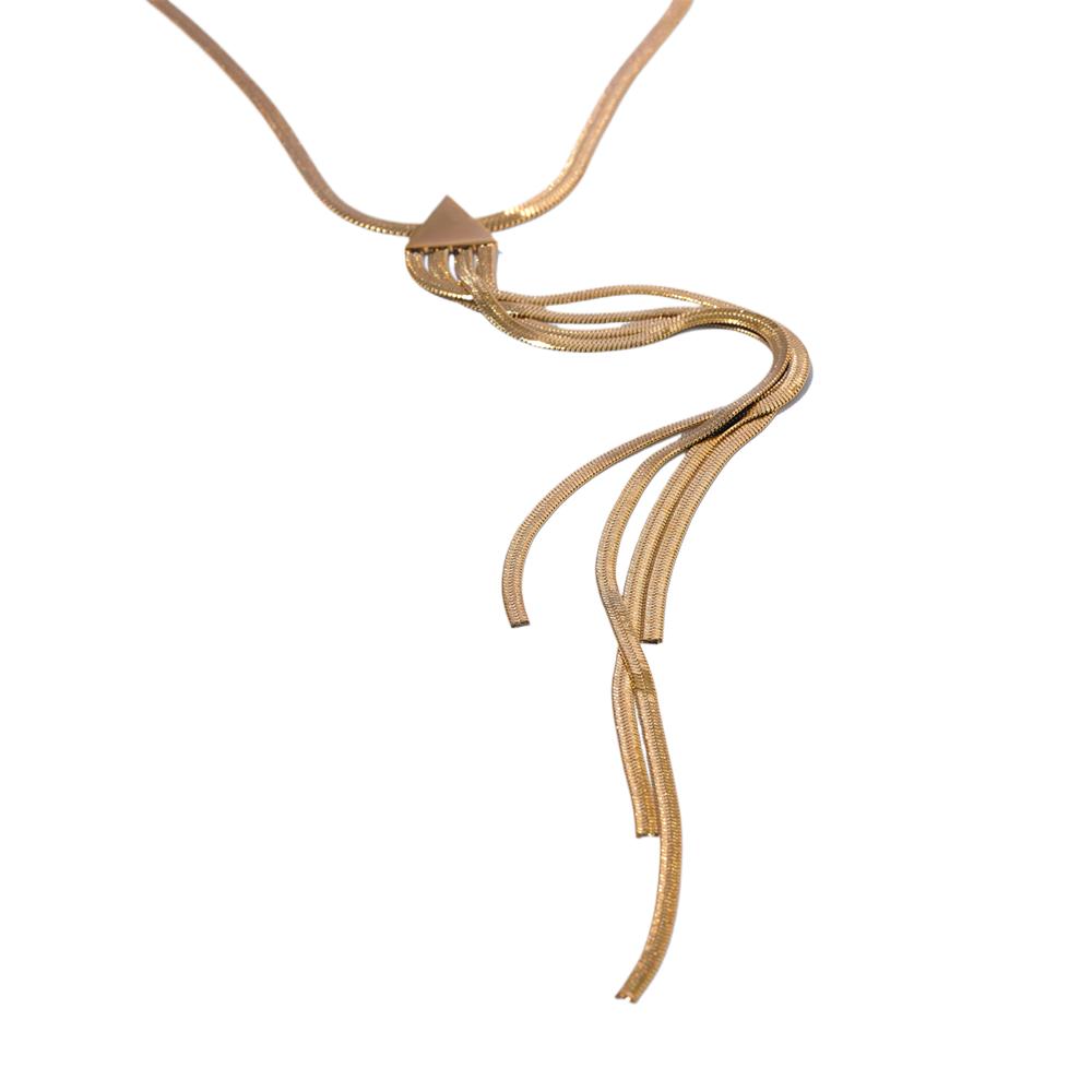 

Yhpup 316L Stainless Steel Snake Chain Long Drop Bib Necklace 18K Gold PVD Plated Water Resistant Distinctive Neck Jewelry Gift