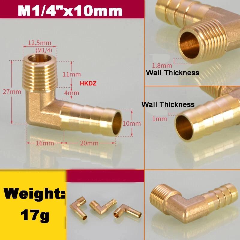 Messing 1/8" 3/8" 1/4" 3/4" BSP 90 Grad Außengewinde Winkelstück Schlauchtülle Stacheltülle Luft Gas Fitting Pagodenverbinder 6/8/10/12/14/19mm