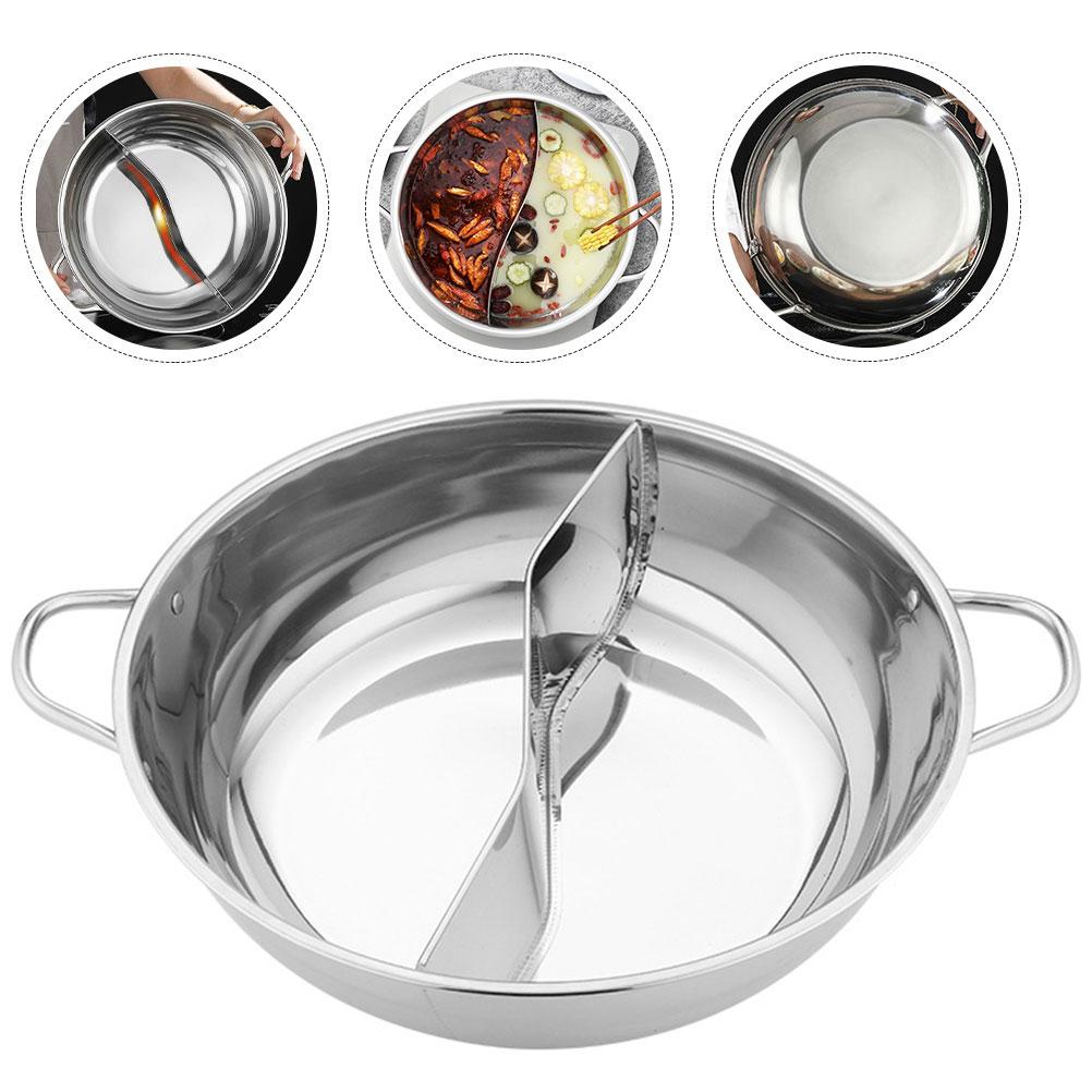Stainless Steel Divided Hotpot Pot Double Handle Thickened Hot Pot Cooker Suitable Gas Induction Electric Stove