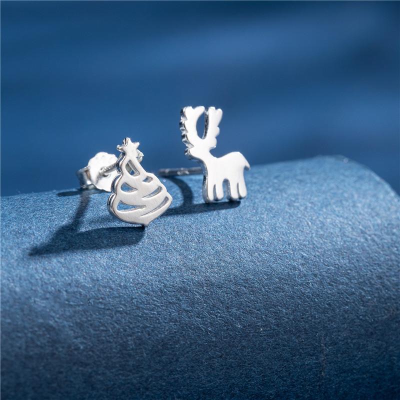 100% Real Sterling Copper 925 Fashion Stud Earrings Minimalist Hedgehog Tiger Penguin Snake Cartilage Studs Hypoallergenic Gift