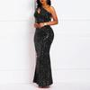 Women's One Shoulder Sleeveless Maxi Dress Mermaid Mid Rise Sexy Sequin Keyhole Evening Gown