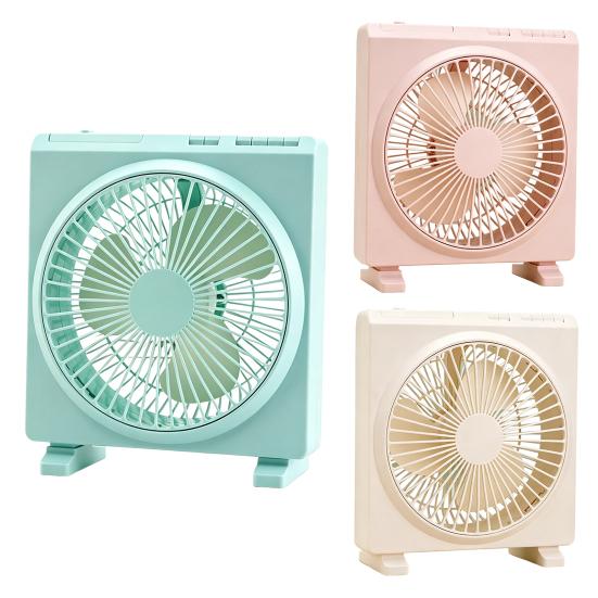 Square Desk Fan USB Rechargeable Low Noise Strong Wind Personal Fan Home Office Travel Outdoor Portable Electric Cooling Fan